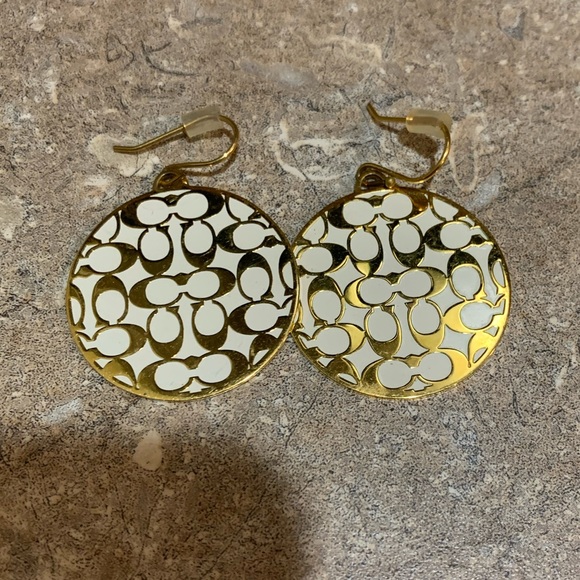 Coach Jewelry - BRAND NEW WHITE AND GOLD SIGNATURE RARE COACH EARRINGS